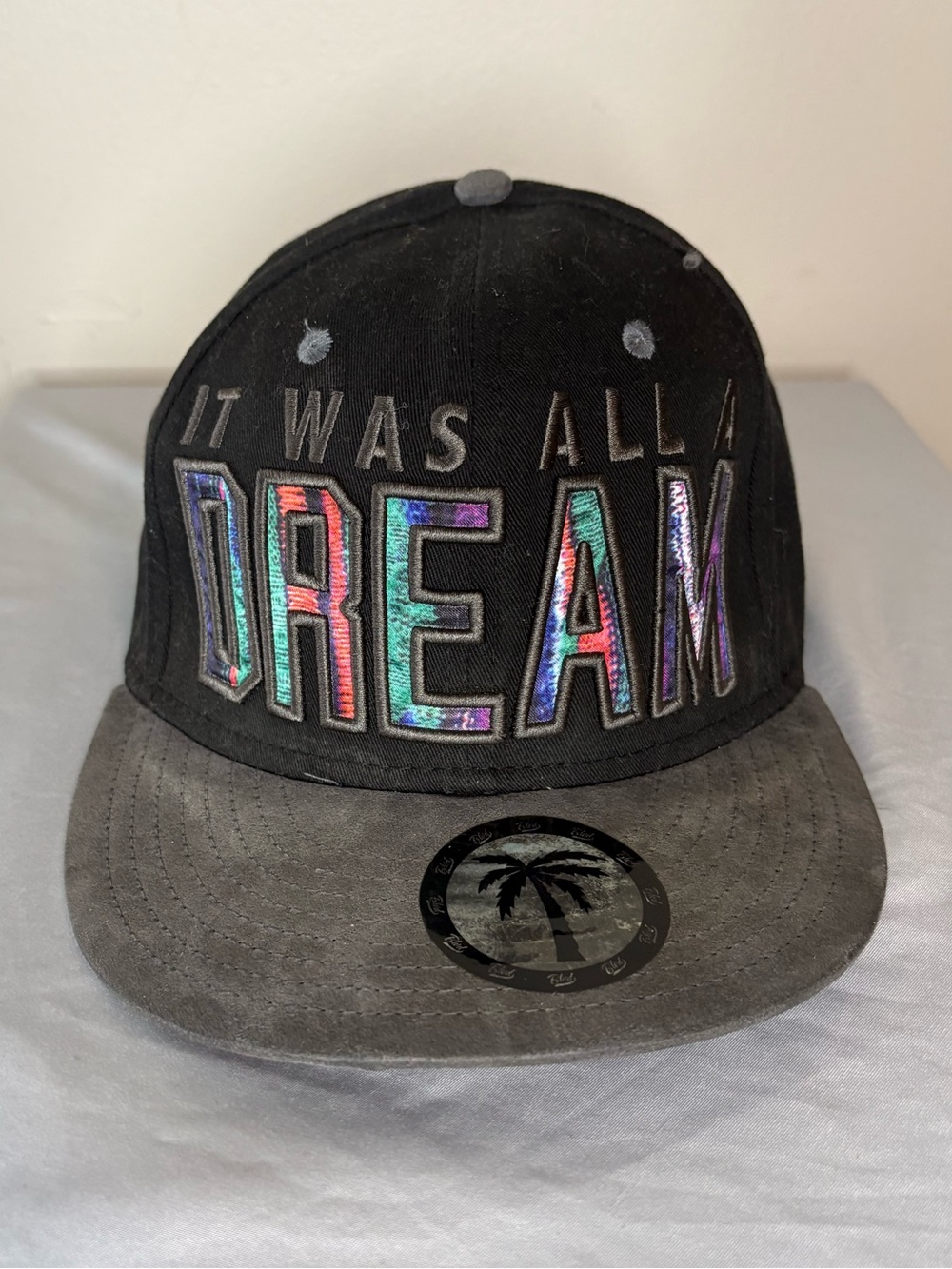 BLVD Black Snapback Hat with Holographic 'DREAM' Embroidery